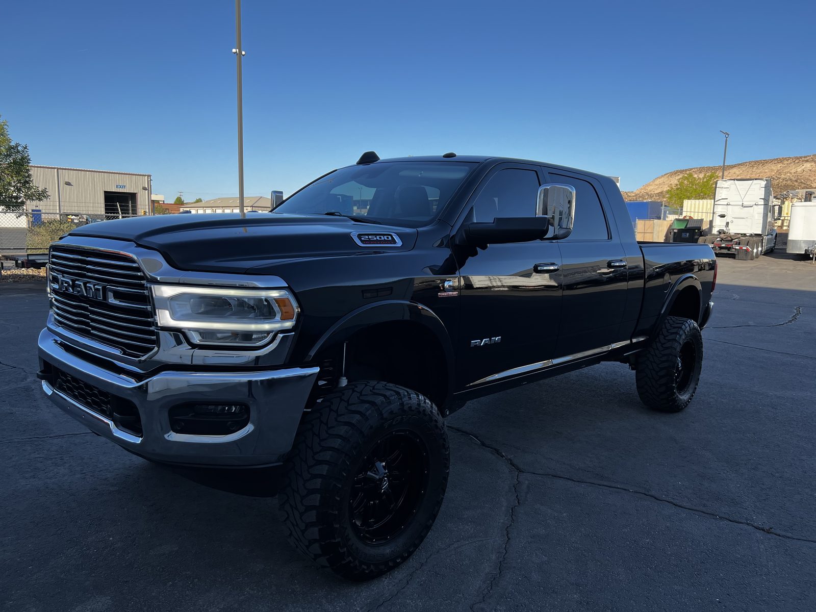 Lifted Ram pickup after a precision wheel alignment at MPA in St. George, Utah